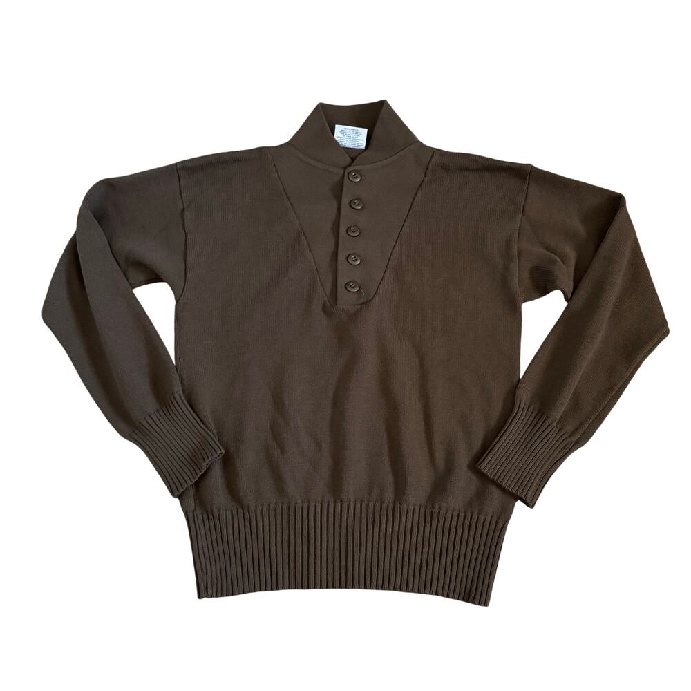 DSCP Garrison Collection Men’s Brown Army High Neck Military Sweater Size LARGE